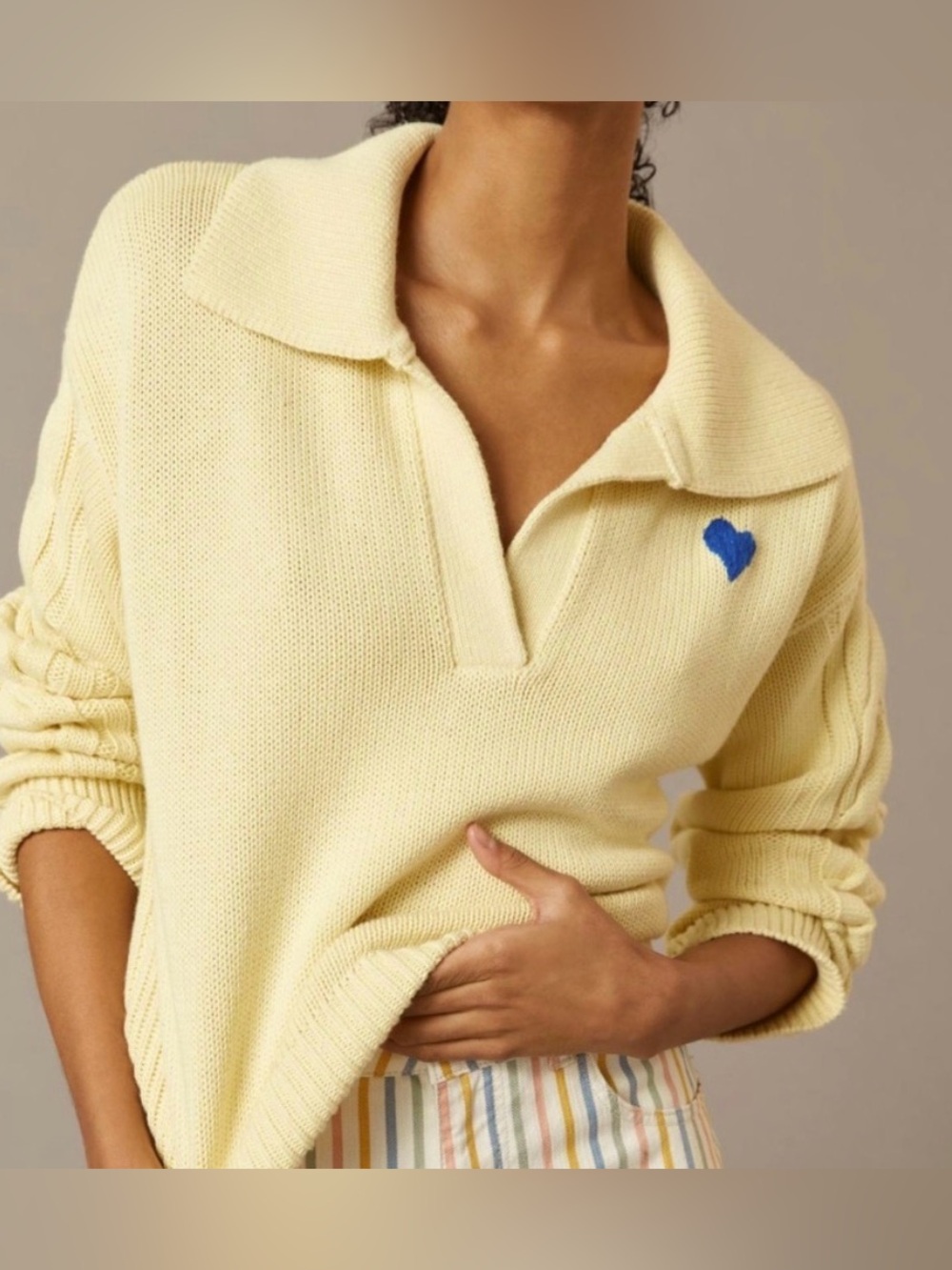 KERRI ROSENTHAL Sydney polo sweater in buttercup cotton cashmere size xs